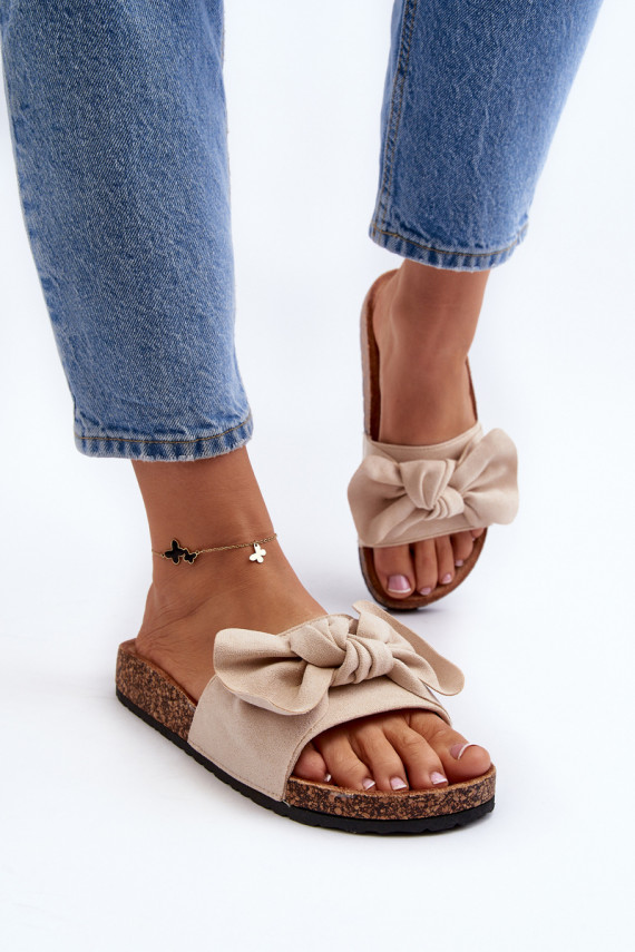   Šlepetės Z su kaspinėliais smėlio spalvos Ezephira