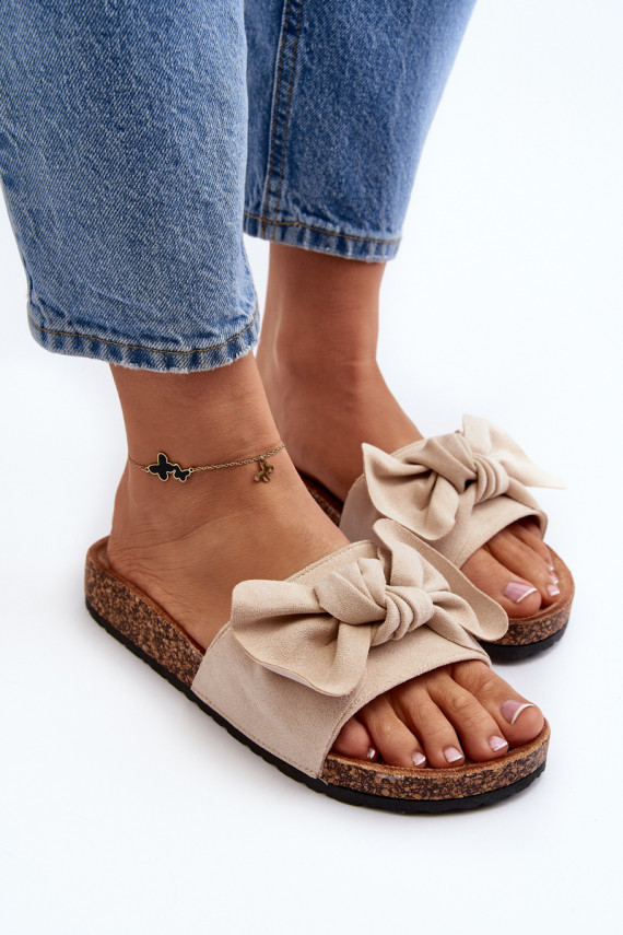   Šlepetės Z su kaspinėliais smėlio spalvos Ezephira