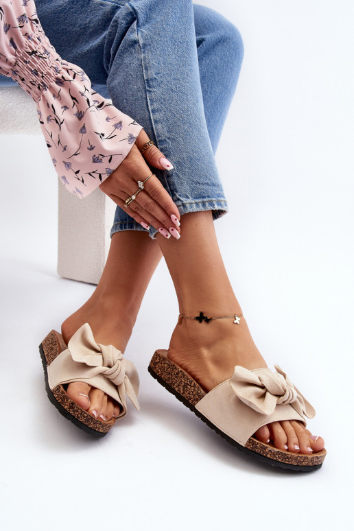   Šlepetės Z su kaspinėliais smėlio spalvos Ezephira