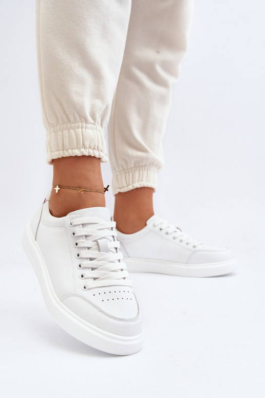   Sneakers modelio batai natūralios odos baltos spalvos Dimpna