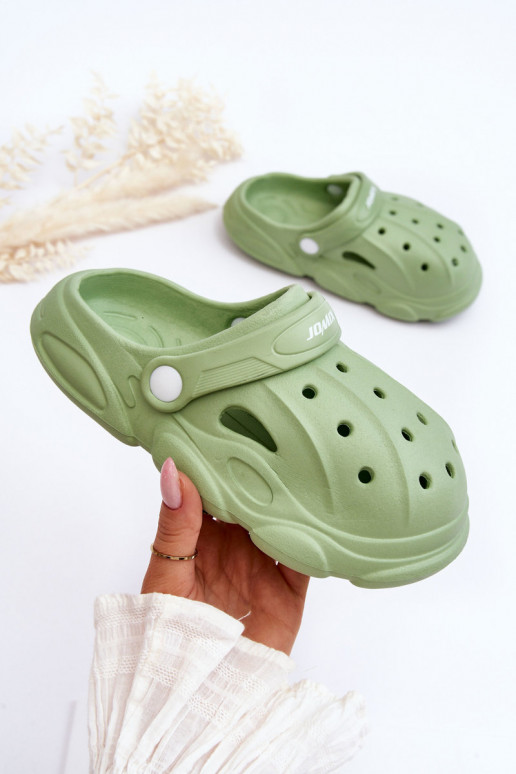Vaikiškos Crocs tipo šlepetės žalios spalvos Cloudy