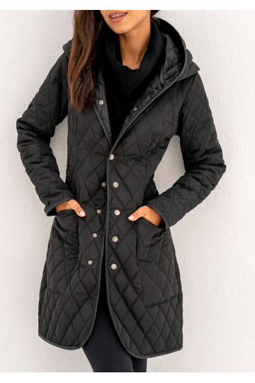 Dygsniuota juodos spalvos striukė su sagomis 2