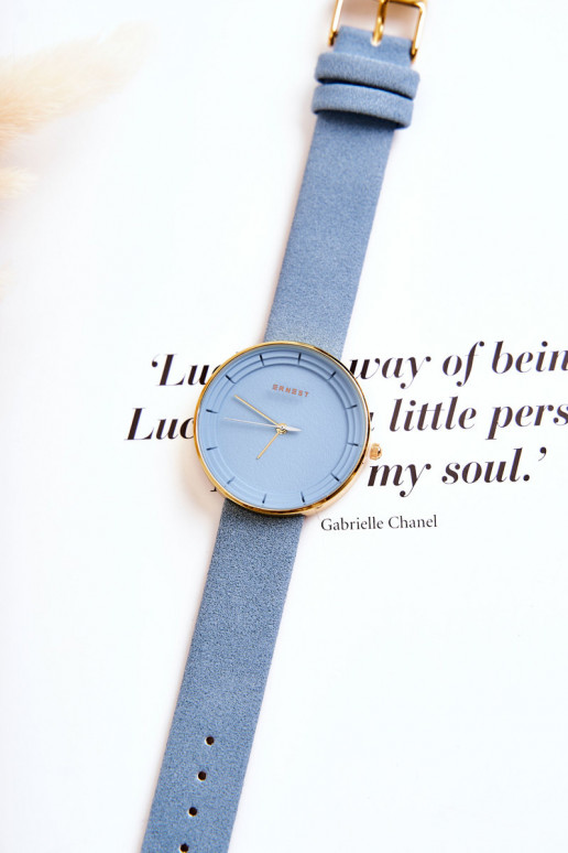 Moteriškas laikrodis be nikelio Ernest mėlynos spalvos