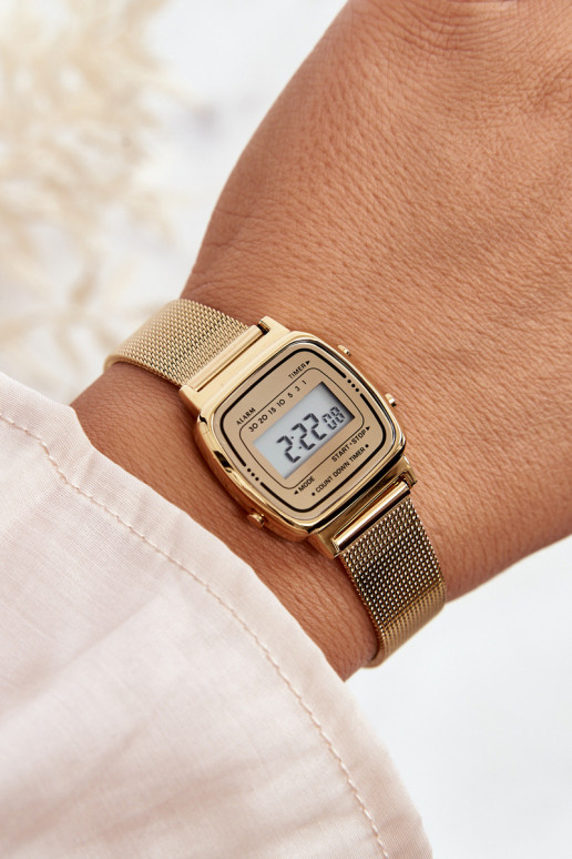 Moteriškas laikrodis  Retro Ernest E54102 aukso spalvos