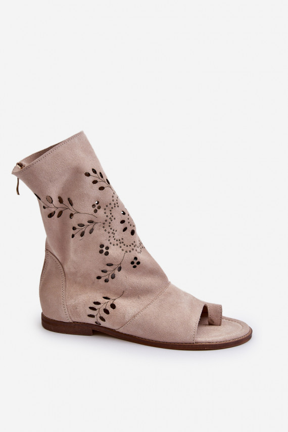 Zazoo 3437   Zomšinės basutės su auliuku  smėlio spalvos