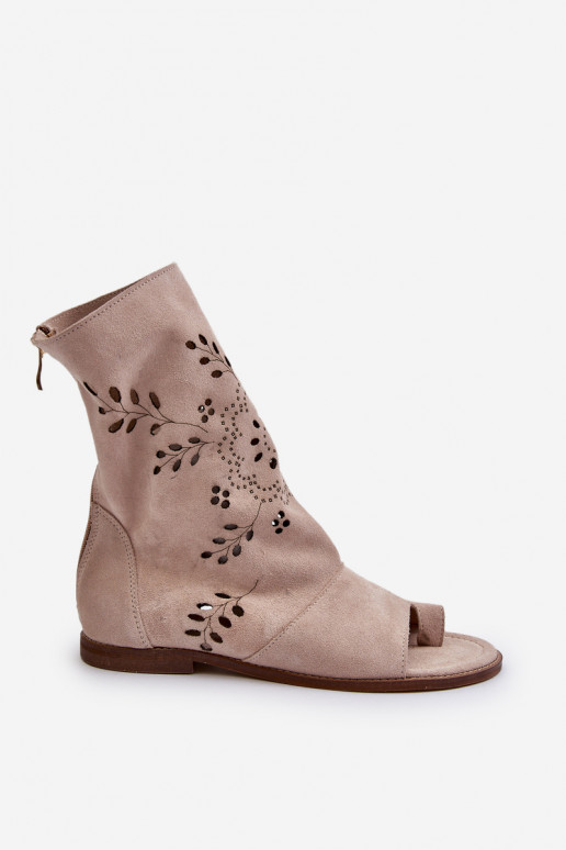 Zazoo 3437   Zomšinės basutės su auliuku  smėlio spalvos