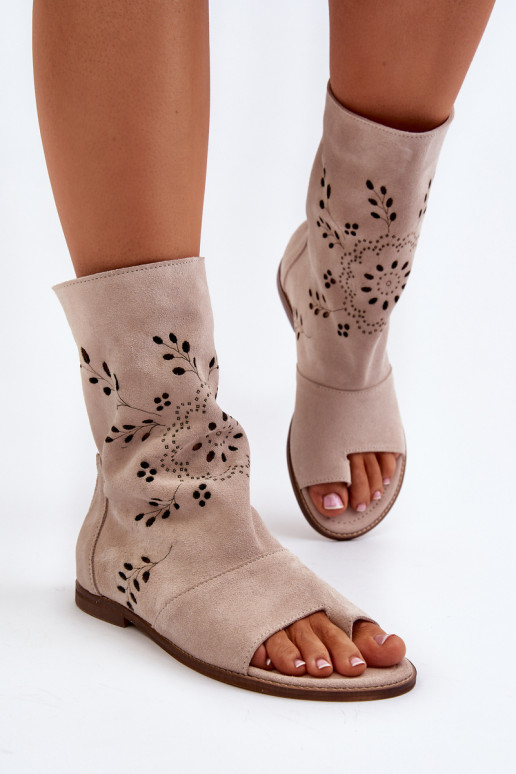 Zazoo 3437   Zomšinės basutės su auliuku  smėlio spalvos