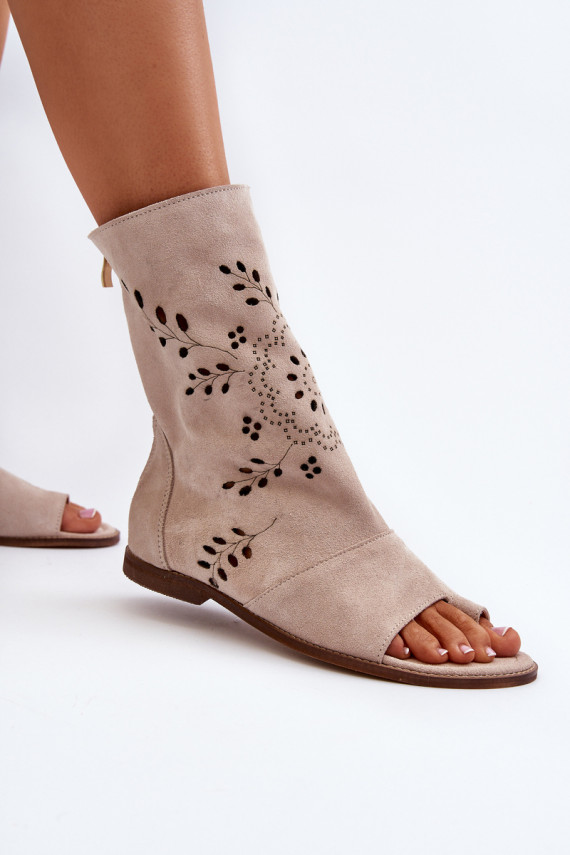 Zazoo 3437   Zomšinės basutės su auliuku  smėlio spalvos