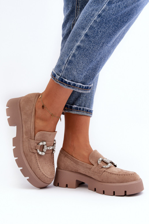 Mokasinai su ornamentais smėlio spalvos Ellise   Mokasinai su ornamentais smėlio spalvos Ellise