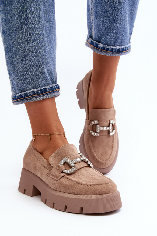 Mokasinai su ornamentais smėlio spalvos Ellise   Mokasinai su ornamentais smėlio spalvos Ellise