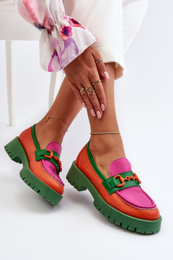 Mokasinai     su ornamentais CheBello 4444 oranžinės spalvos