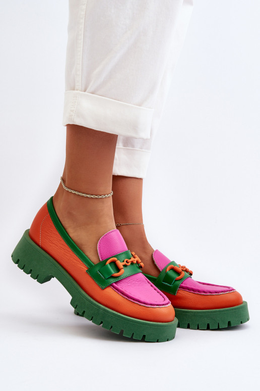 Mokasinai     su ornamentais CheBello 4444 oranžinės spalvos