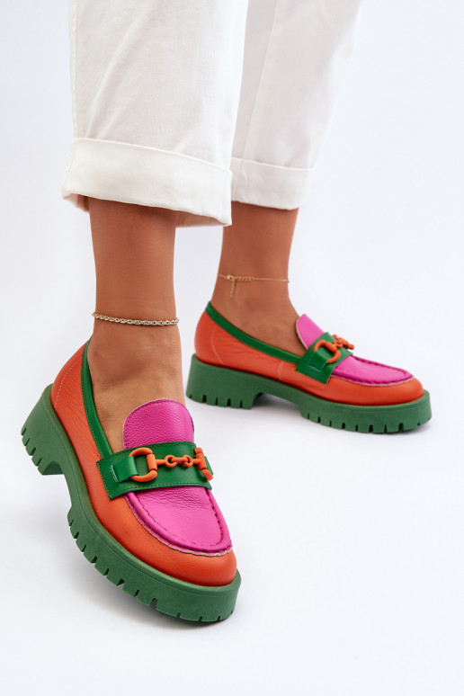 Mokasinai     su ornamentais CheBello 4444 oranžinės spalvos