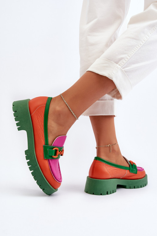 Mokasinai     su ornamentais CheBello 4444 oranžinės spalvos