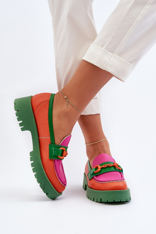 Mokasinai     su ornamentais CheBello 4444 oranžinės spalvos