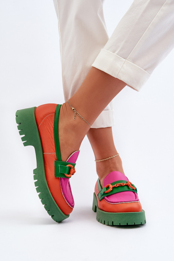 Mokasinai     su ornamentais CheBello 4444 oranžinės spalvos