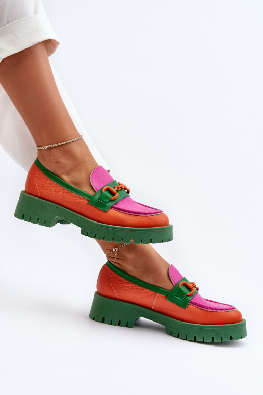 Mokasinai     su ornamentais CheBello 4444 oranžinės spalvos