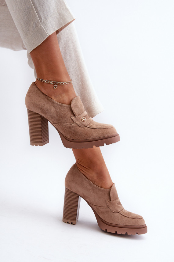 batai   iš eko zomšosowe su kulniukais smėlio spalvos Larmaves