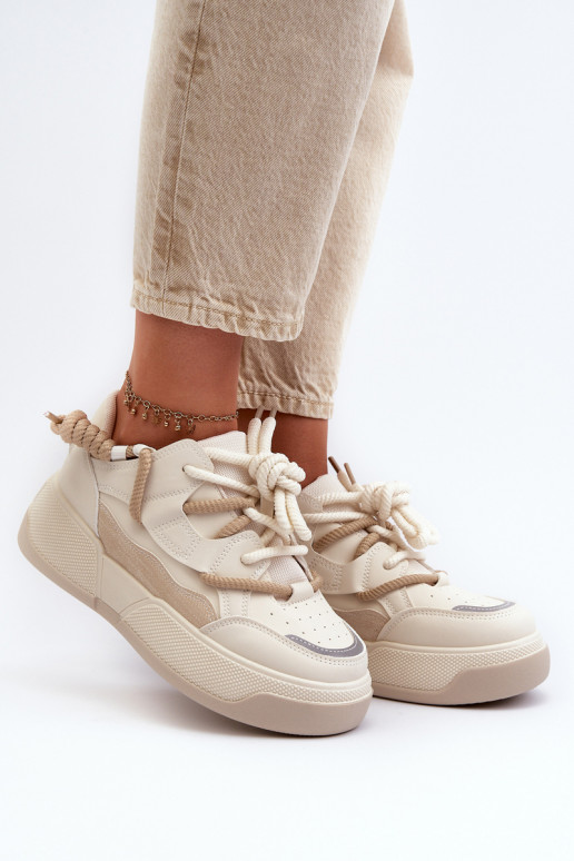 Sneakers modelio batai   su platforma smėlio spalvos Moariella