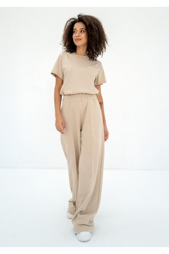 Costa – smėlio spalvos plačios sportinės kelnės