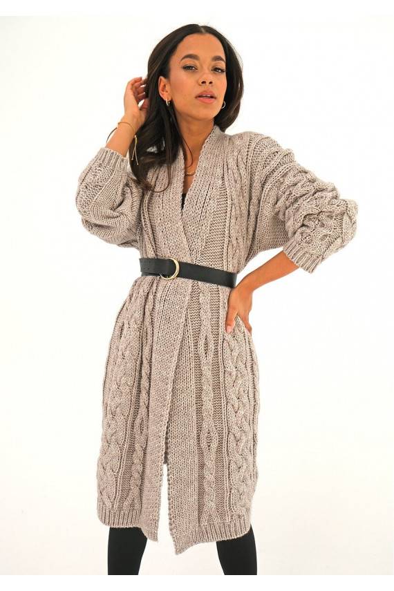 Ilgas megztinis smėlio spalvos