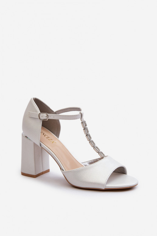 Elegantiški zomšiniai aukštakulniai su tviskančiomis akutėmis sidabro spalvos Aniya