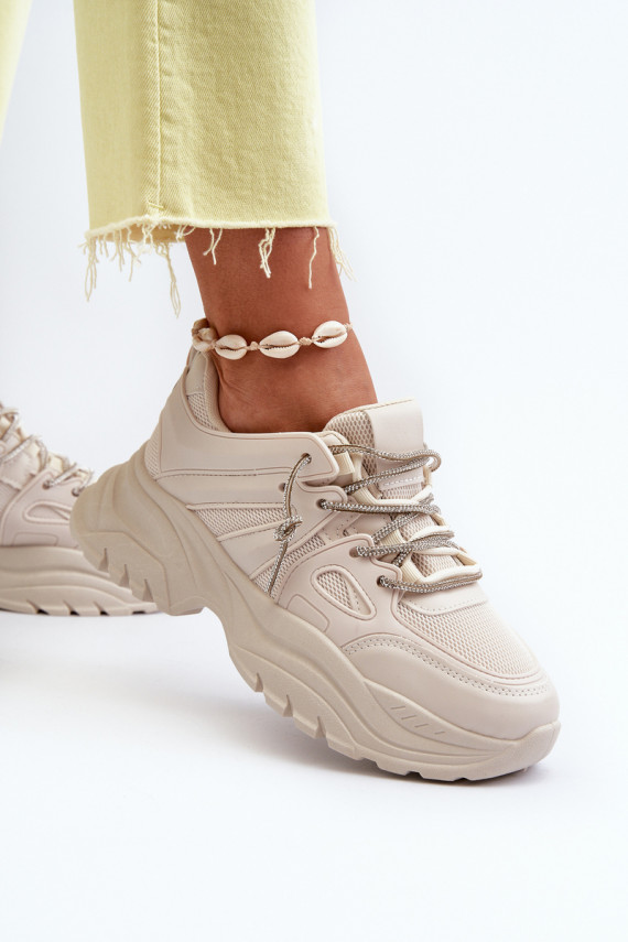 Sneakers modelio batai su madingais masyviais padais smėlio spalvos Relissa