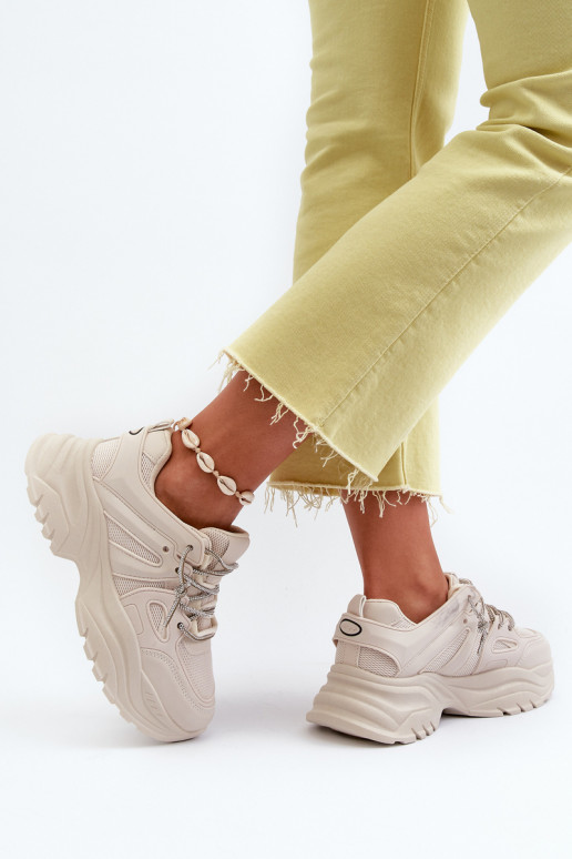 Sneakers modelio batai su madingais masyviais padais smėlio spalvos Relissa