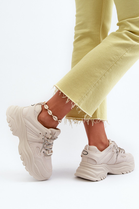 Sneakers modelio batai su madingais masyviais padais smėlio spalvos Relissa