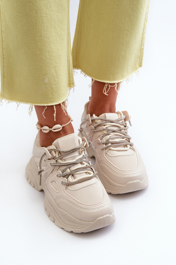 Sneakers modelio batai su madingais masyviais padais smėlio spalvos Relissa