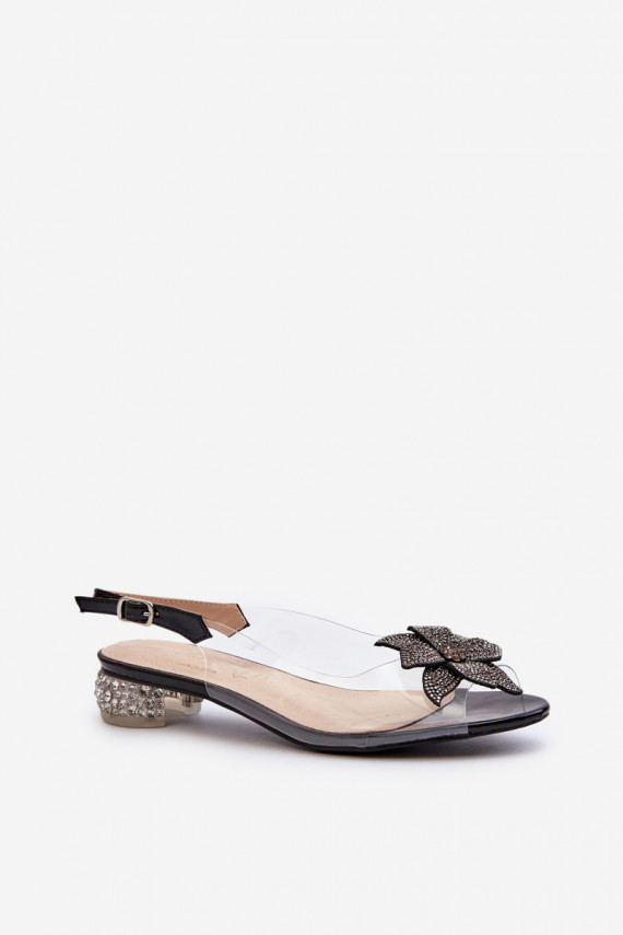 basutės Perregimi žemu kulniuku su ornamentais juodos spalvos D&A MR38-383