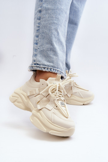 Sneakers modelio batai   su madingais masyviais padais smėlio spalvos Windamella 2