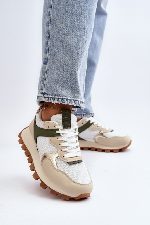 Sneakers modelio batai smėlio - žalios spalvos Ralita