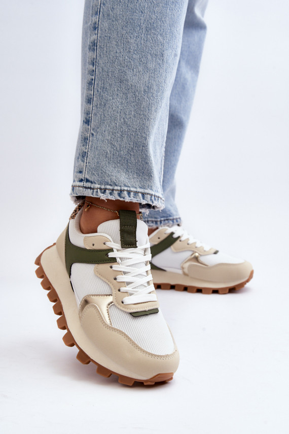 Sneakers modelio batai smėlio - žalios spalvos Ralita
