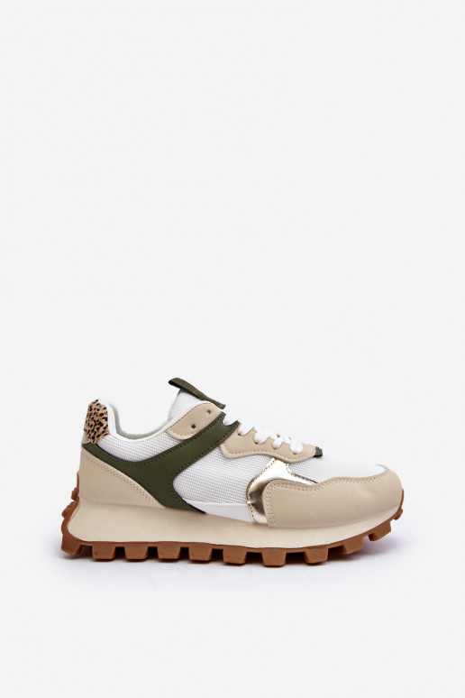 Sneakers modelio batai smėlio - žalios spalvos Ralita