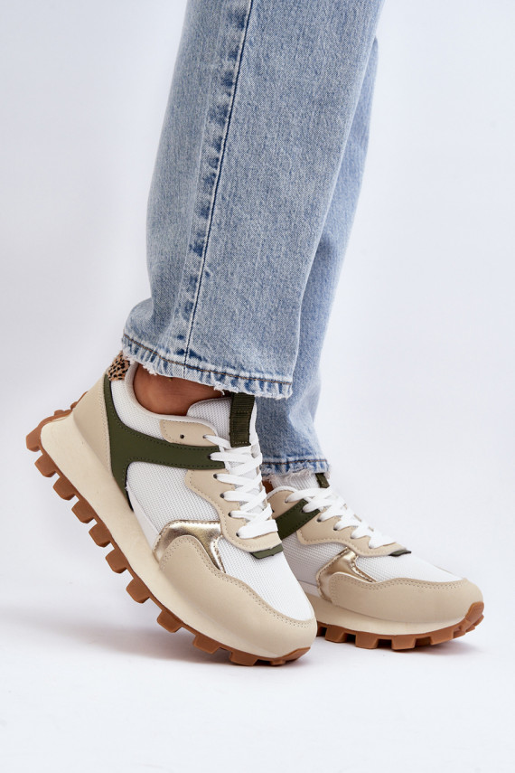 Sneakers modelio batai smėlio - žalios spalvos Ralita