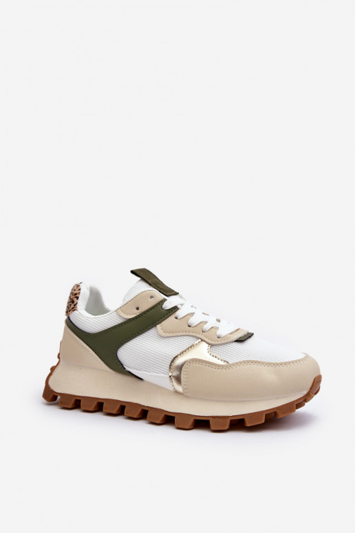 Sneakers modelio batai smėlio - žalios spalvos Ralita