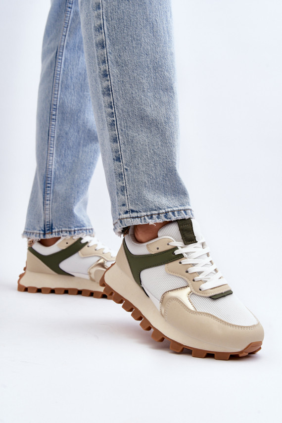 Sneakers modelio batai smėlio - žalios spalvos Ralita