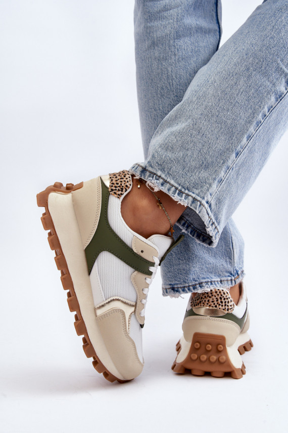 Sneakers modelio batai smėlio - žalios spalvos Ralita