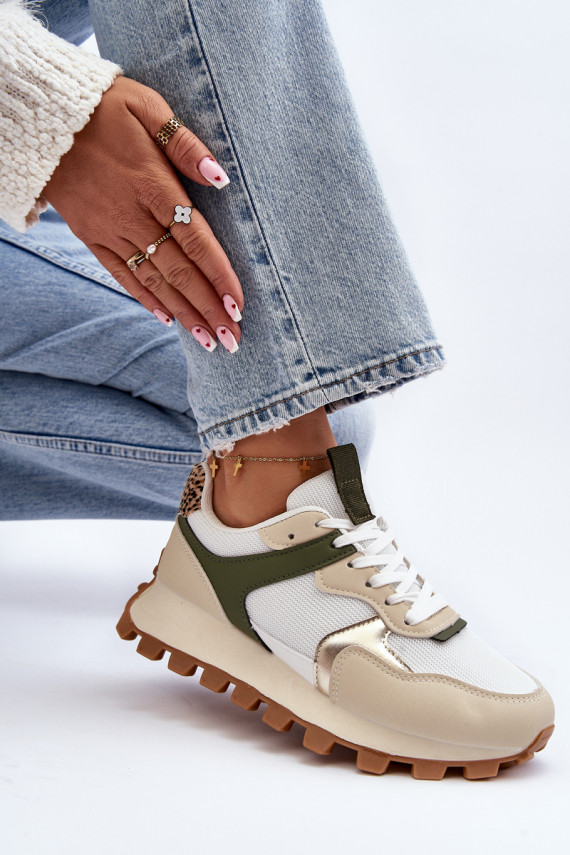 Sneakers modelio batai smėlio - žalios spalvos Ralita