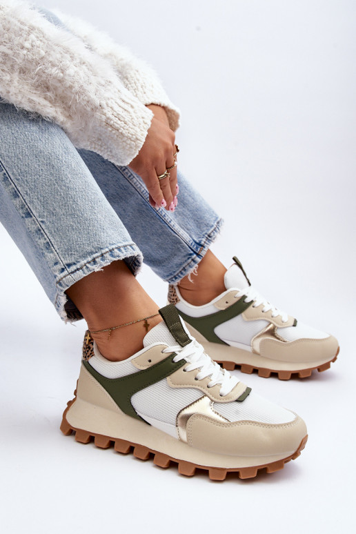 Sneakers modelio batai smėlio - žalios spalvos Ralita