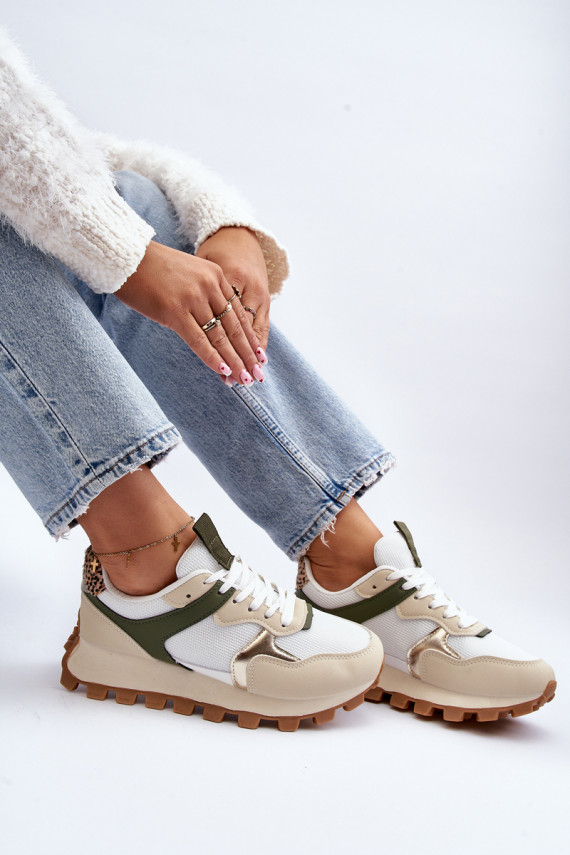 Sneakers modelio batai sportiniai bateliai   smėlio spalvos-žalios spalvos Ralita