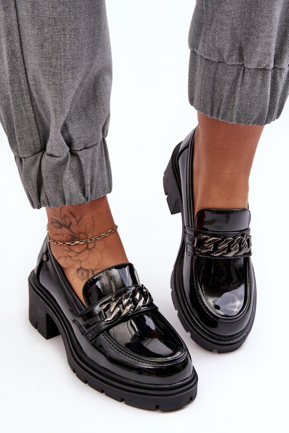 su lako efektu   batai žemu kulniuku juodos spalvos Blimma