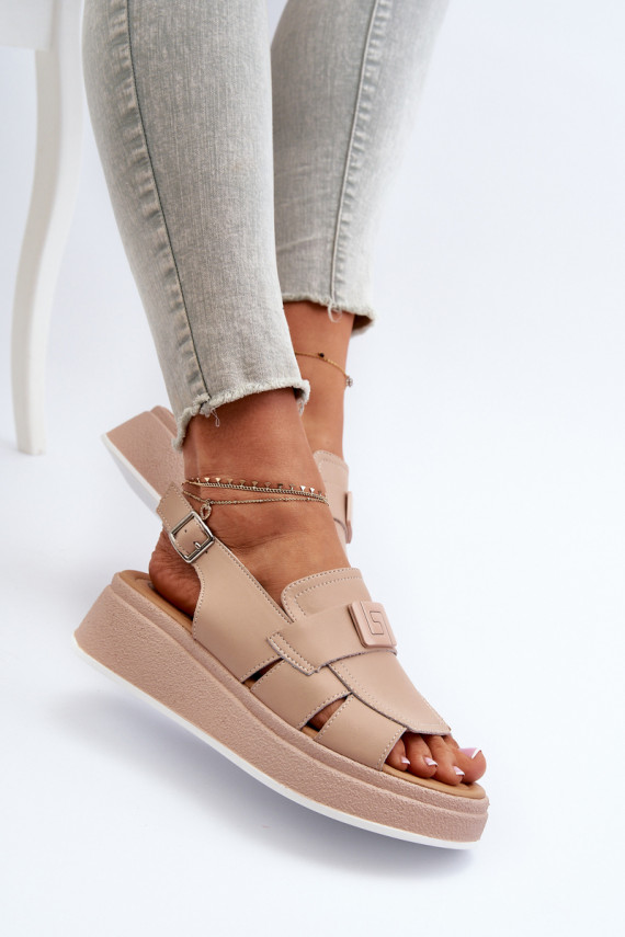 Moteriškos basutės    su platforma I Koturnie smėlio spalvos Vivitellia