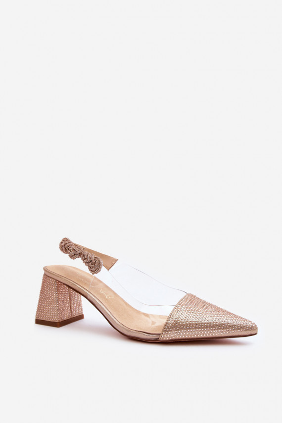 Elegantiško stiliaus Bateliai smailiomis nosytėmis D&A MR91292-1 šampano spalvos