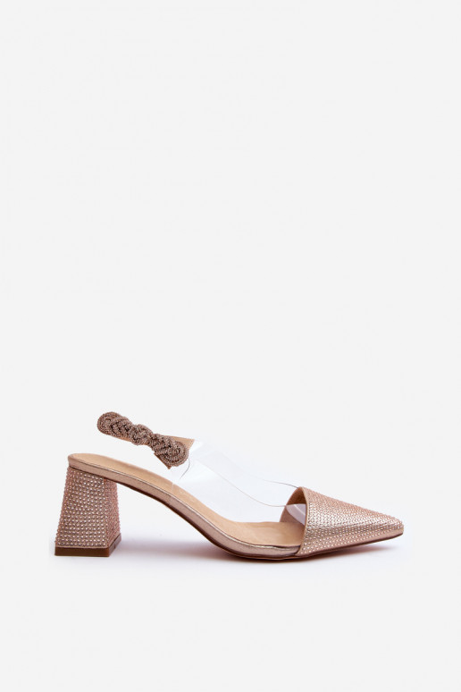 Elegantiško stiliaus Bateliai smailiomis nosytėmis D&A MR91292-1 šampano spalvos