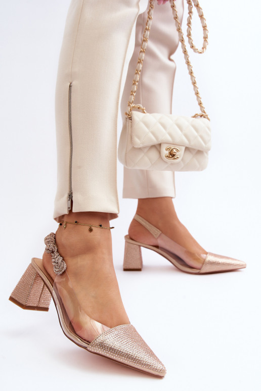 Elegantiško stiliaus Bateliai smailiomis nosytėmis D&A MR91292-1 šampano spalvos