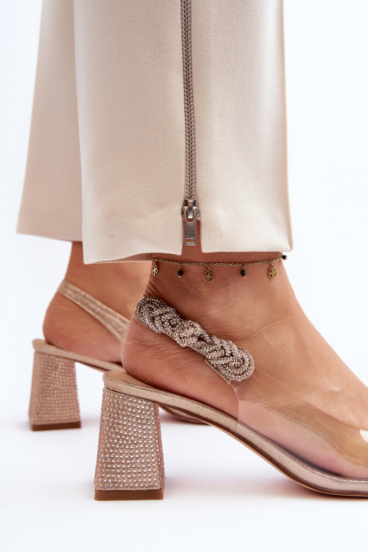 Elegantiško stiliaus Bateliai smailiomis nosytėmis D&A MR91292-1 šampano spalvos