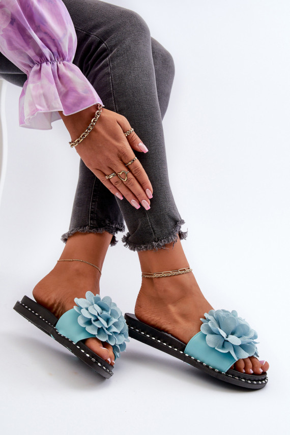 Moteriškos šlepetės Ozdobione su gėlių motyvaisami mėlynos spalvos Cellanen