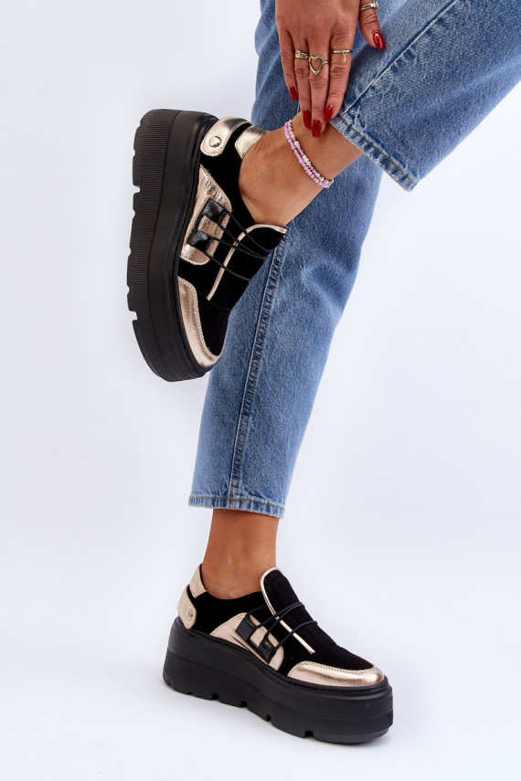 Sneakers modelio batai su madingais masyviais padais juodos spalvos Zazoo